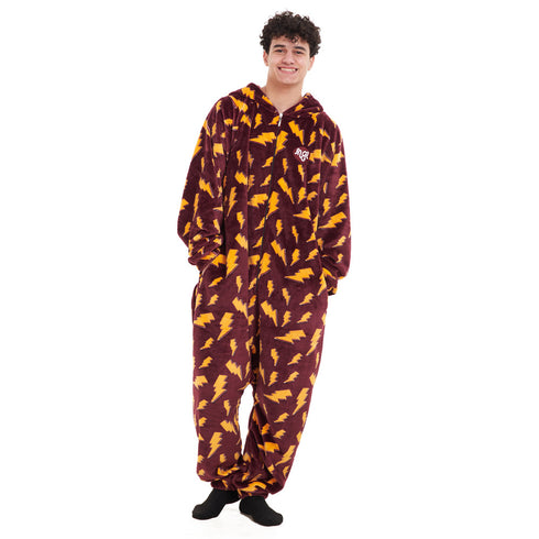 Snuggs Blanket Onesie Dark Red Bolt